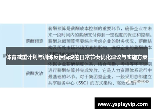 体育减重计划与训练反馈模块的日常节奏优化建议与实施方案